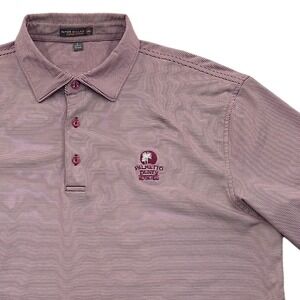 Peter Millar Summer Comfort Polo Shirt Palmetto Dunes Maroon Stripe Mens Large